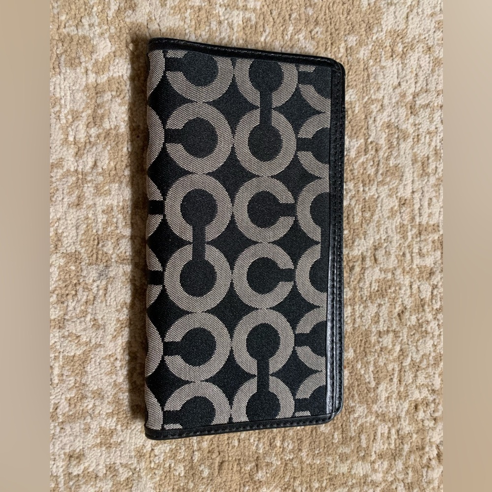 Coach Black and Gray Patterned  Cheque Book  Case